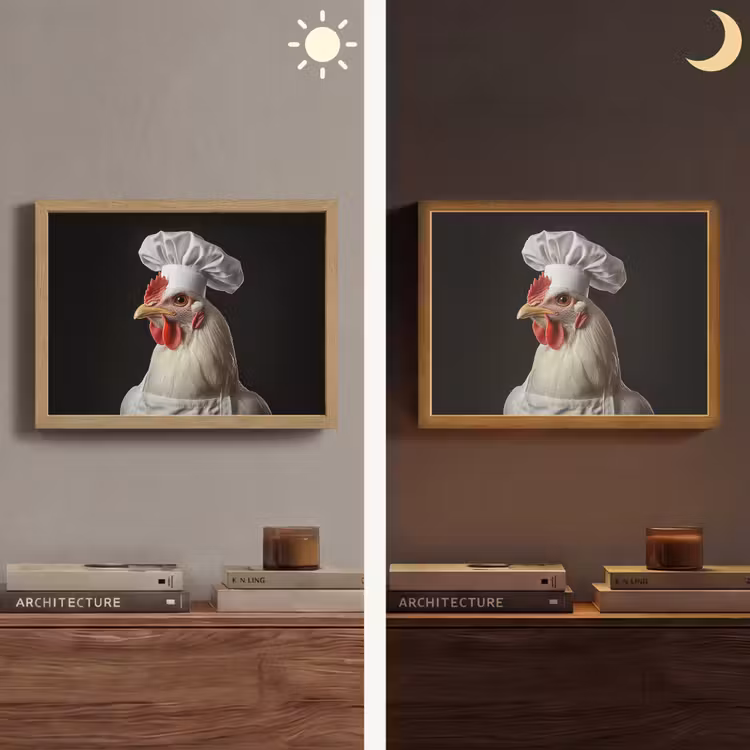 Kok - Rood - Kip Light Box met batterij (Wandlamp) middel -sfeer3