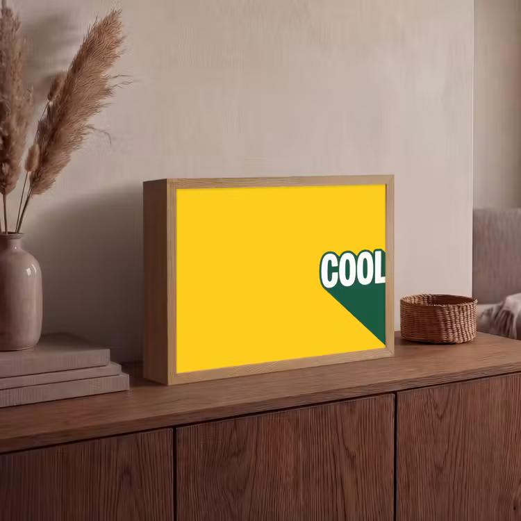 Cool - Geel - Groen Light Box met batterij (Wandlamp) middel -sfeer2