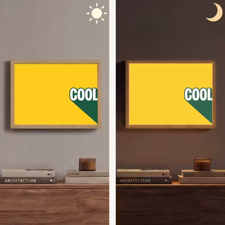Cool - Geel - Groen Light Box met batterij (Wandlamp) middel -sfeer3