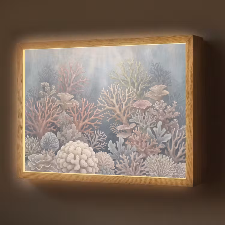 Koraal - Zeeleven - Onderwater - Illustratie - Natuur Light Box met batterij (Wandlamp) middel -z3d_website