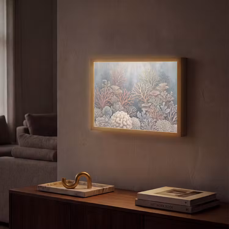 Koraal - Zeeleven - Onderwater - Illustratie - Natuur Light Box met batterij (Wandlamp) middel -sfeer1