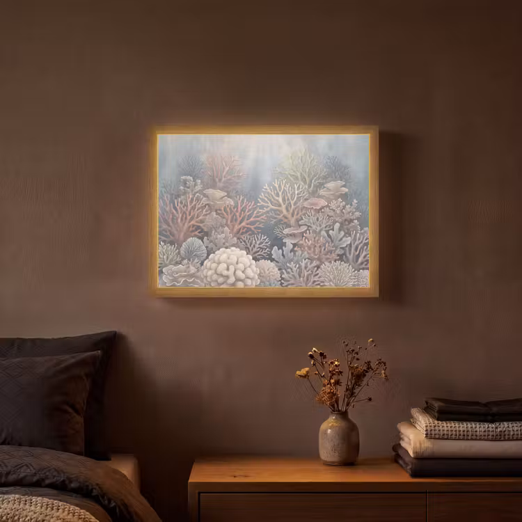 Koraal - Zeeleven - Onderwater - Illustratie - Natuur Light Box met batterij (Wandlamp) middel -sfeer4