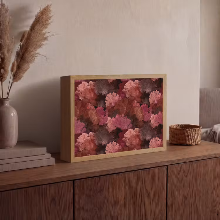 Koraal - Textuur - Kleurrijk Light Box met batterij (Wandlamp) middel 907 -sfeer2