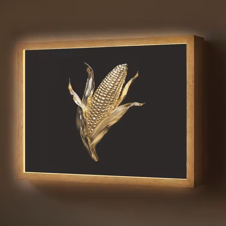 Mais - Eten - Goud - Zwart Light Box met batterij (Wandlamp) middel -z3d_website