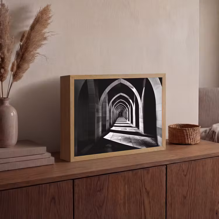 Gang - Bogen - Schaduw - Diepte Light Box met batterij (Wandlamp) middel -sfeer2