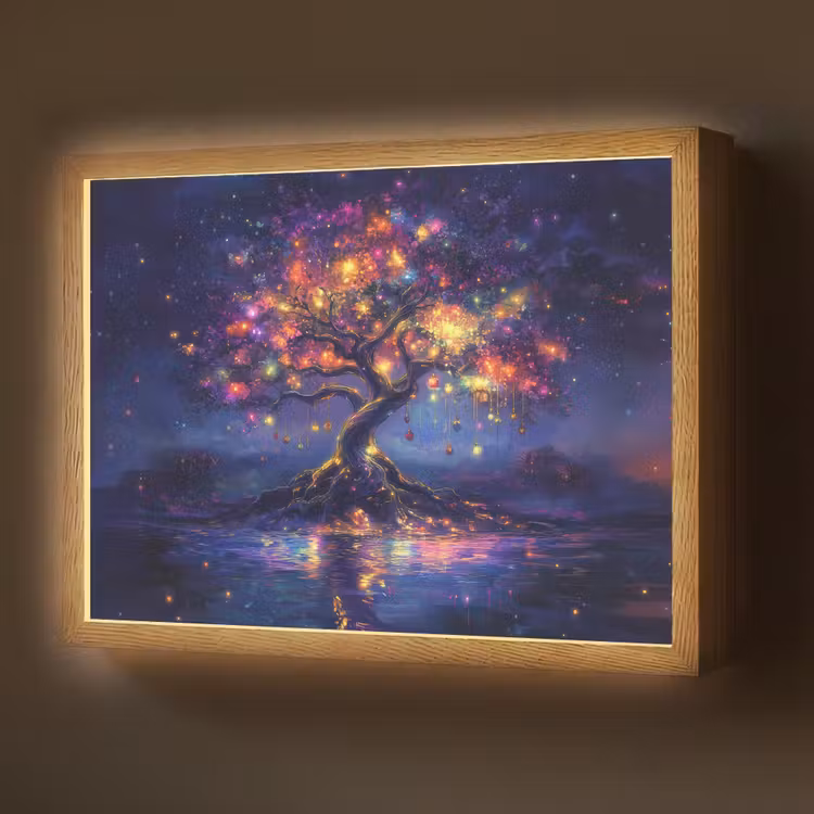 Kosmisch - lichtboom - Kerst - Kleurrijk Light Box met batterij (Wandlamp) middel -z3d_website