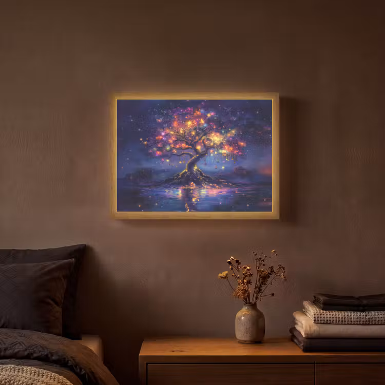 Kosmisch - lichtboom - Kerst - Kleurrijk Light Box met batterij (Wandlamp) middel -sfeer4