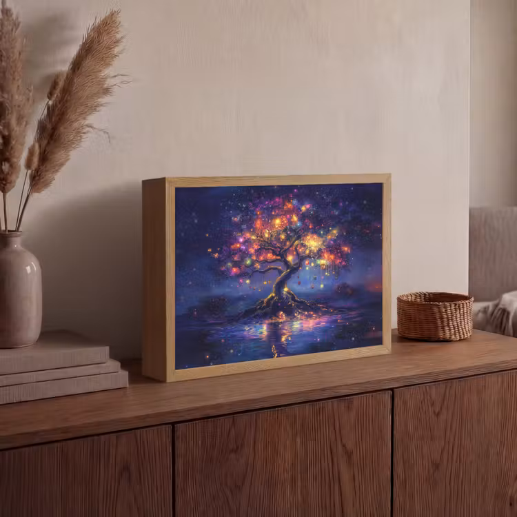 Kosmisch - lichtboom - Kerst - Kleurrijk Light Box met batterij (Wandlamp) middel -sfeer2