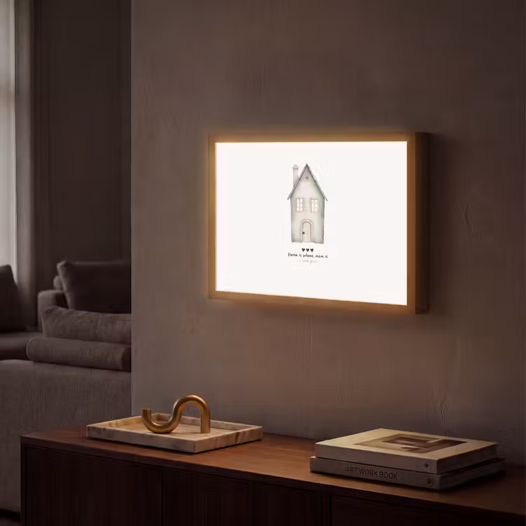 Huisje - Groen - Tekst - Liefdevol Light Box met batterij (Wandlamp) middel -sfeer1