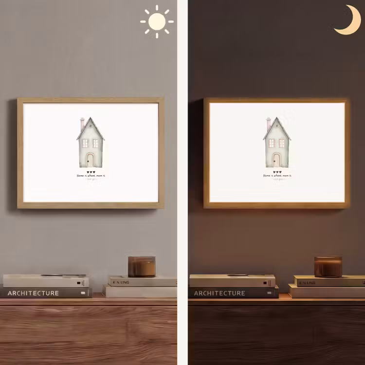 Huisje - Groen - Tekst - Liefdevol Light Box met batterij (Wandlamp) middel -sfeer3
