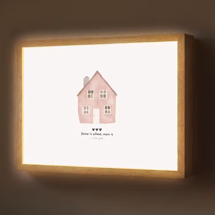 Huisje - Roze - Quote - Moeder Light Box met batterij (Wandlamp) middel -z3d_website