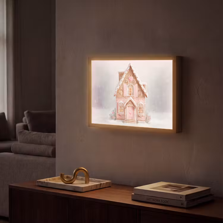Huisje - Suiker - Pastel Light Box met batterij (Wandlamp) middel -sfeer1
