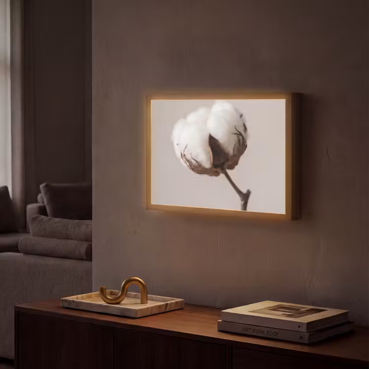 Katoenbol - Minimalistisch - Wit Light Box met batterij (Wandlamp) middel -sfeer1