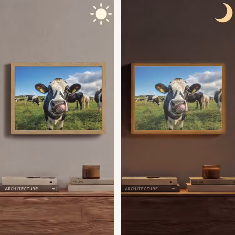 Koe - Tong - Weide Light Box met batterij (Wandlamp) middel -sfeer3