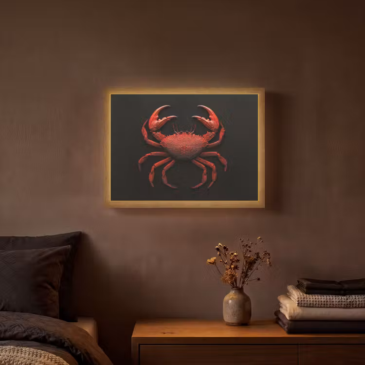 Krab - Rood - Vissen - Schaaldieren Light Box met batterij (Wandlamp) middel -sfeer4