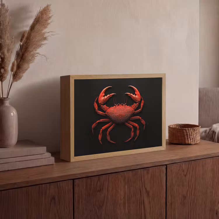 Krab - Rood - Vissen - Schaaldieren Light Box met batterij (Wandlamp) middel -sfeer2