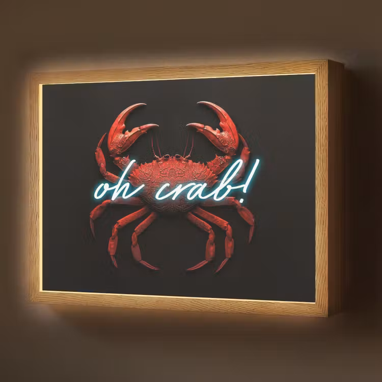 Krab - Rood - Neon - Quote Light Box met batterij (Wandlamp) middel -z3d_website