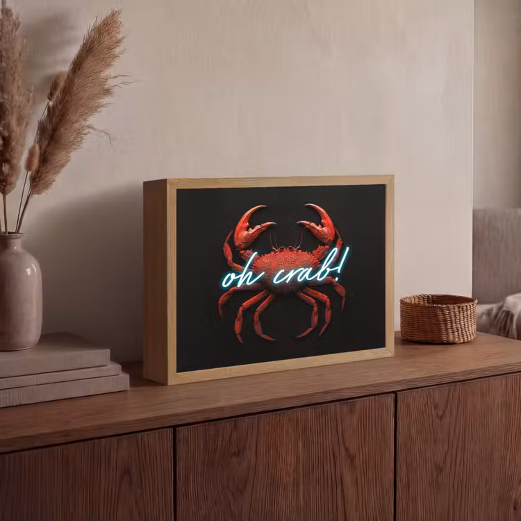 Krab - Rood - Neon - Quote Light Box met batterij (Wandlamp) middel -sfeer2