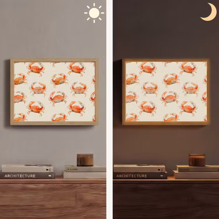 Krabben - Patroon - Oranje Light Box met batterij (Wandlamp) middel 907 -sfeer3