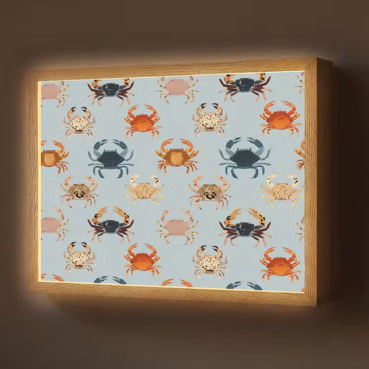 Krabben - Speels - Kleurrijk Light Box met batterij (Wandlamp) middel 907 -z3d_website