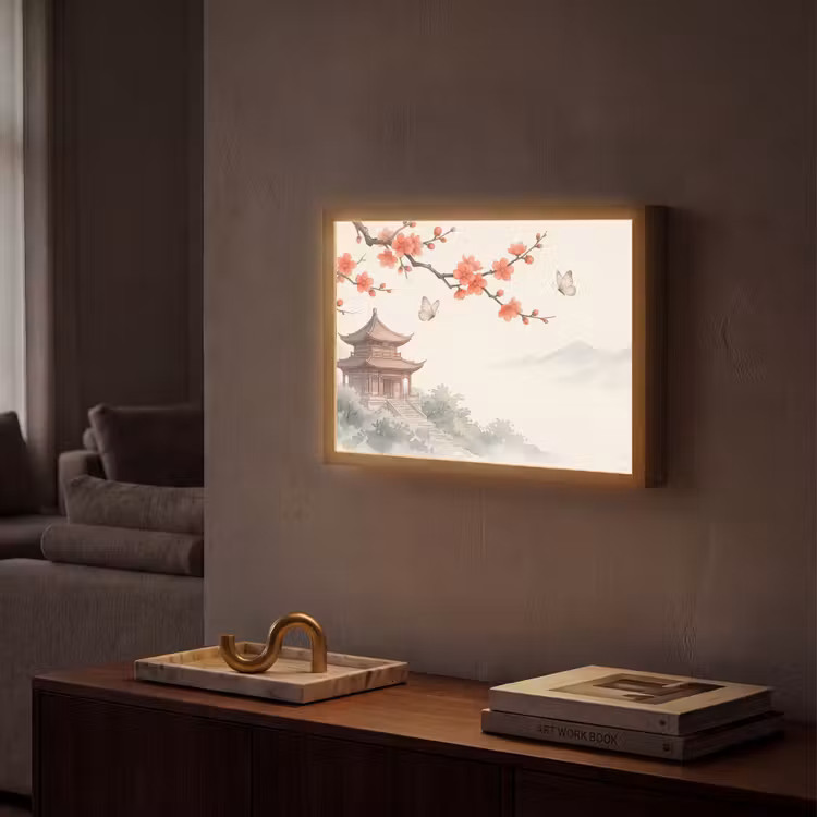 Kraanvogel - Azië - Klassiek Light Box met batterij (Wandlamp) middel -sfeer1