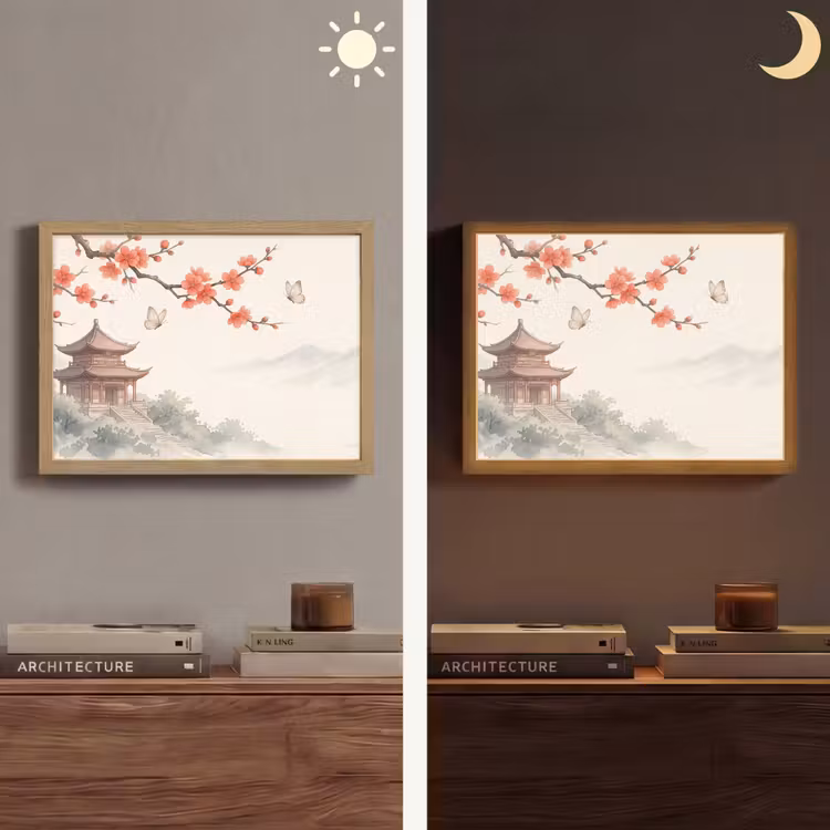 Kraanvogel - Azië - Klassiek Light Box met batterij (Wandlamp) middel -sfeer3