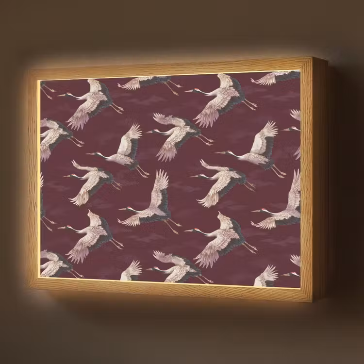 Kraanvogels - Klassiek - Bordeaux Light Box met batterij (Wandlamp) middel 907 -z3d_website