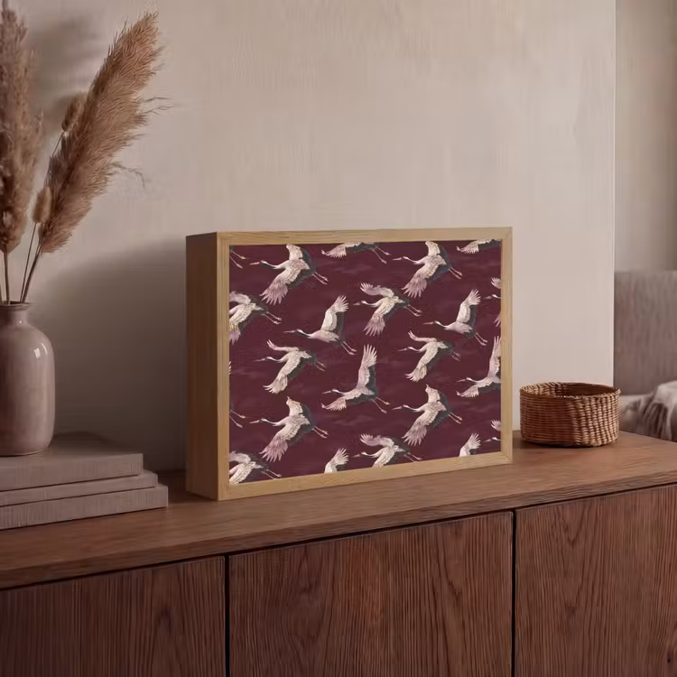 Kraanvogels - Klassiek - Bordeaux Light Box met batterij (Wandlamp) middel 907 -sfeer2