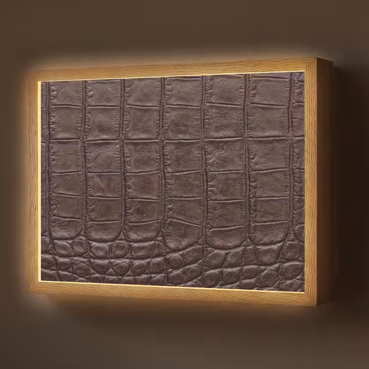 Krokodil - Leer - Bruin Light Box met batterij (Wandlamp) middel -z3d_website