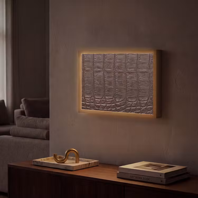 Krokodil - Leer - Bruin Light Box met batterij (Wandlamp) middel -sfeer1
