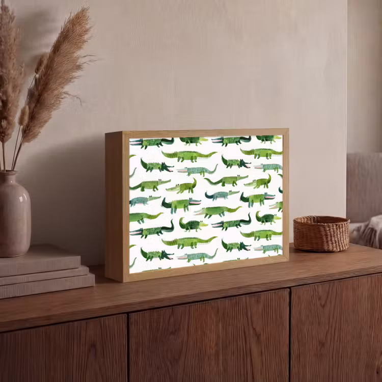 krokodillen - Speels - Groen Light Box met batterij (Wandlamp) middel 907 -sfeer2