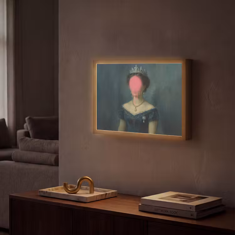 Kroon - Roze druipend verf - Portret Light Box met batterij (Wandlamp) middel -sfeer1