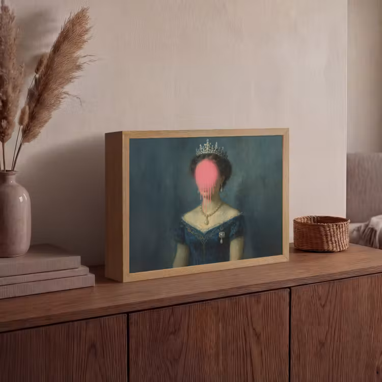Kroon - Roze druipend verf - Portret Light Box met batterij (Wandlamp) middel -sfeer2