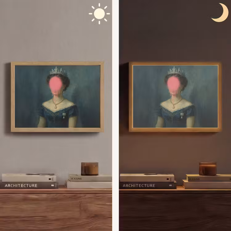 Kroon - Roze druipend verf - Portret Light Box met batterij (Wandlamp) middel -sfeer3