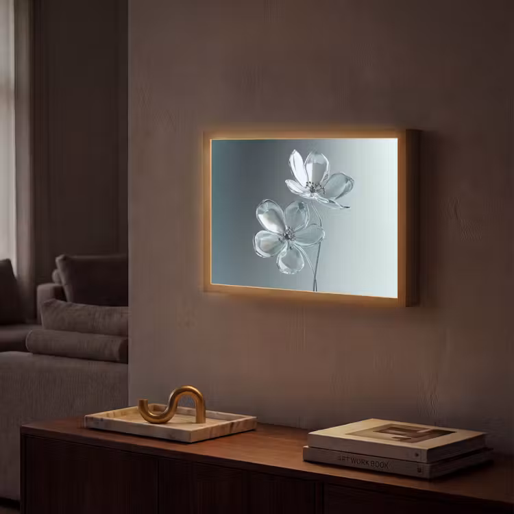 Kristal - Bloemen - Grijs Light Box met batterij (Wandlamp) middel -sfeer1