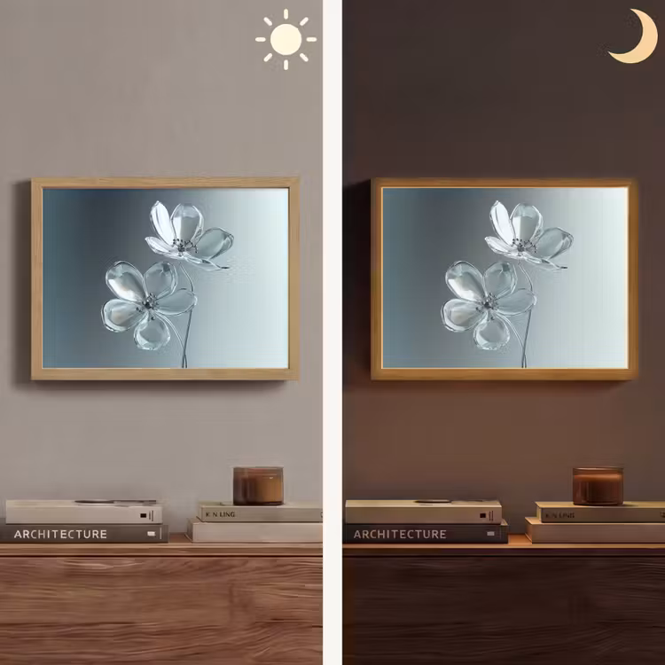 Kristal - Bloemen - Grijs Light Box met batterij (Wandlamp) middel -sfeer3