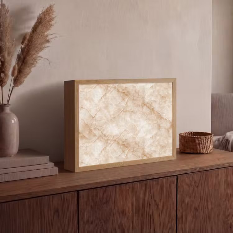Kristalstructuur - Bruin - Marmer Light Box met batterij (Wandlamp) middel 907 -sfeer2