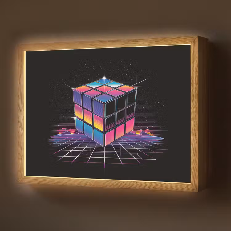 Kubus - Kleurrijk - Raster Light Box met batterij (Wandlamp) middel -z3d_website