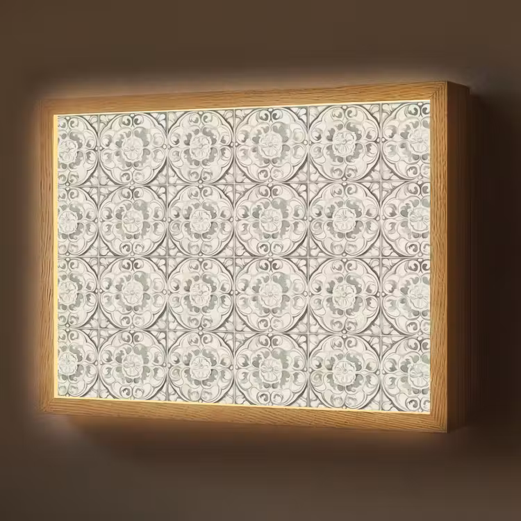 Krulornament - Tegel - Groen Light Box met batterij (Wandlamp) middel 907 -z3d_website