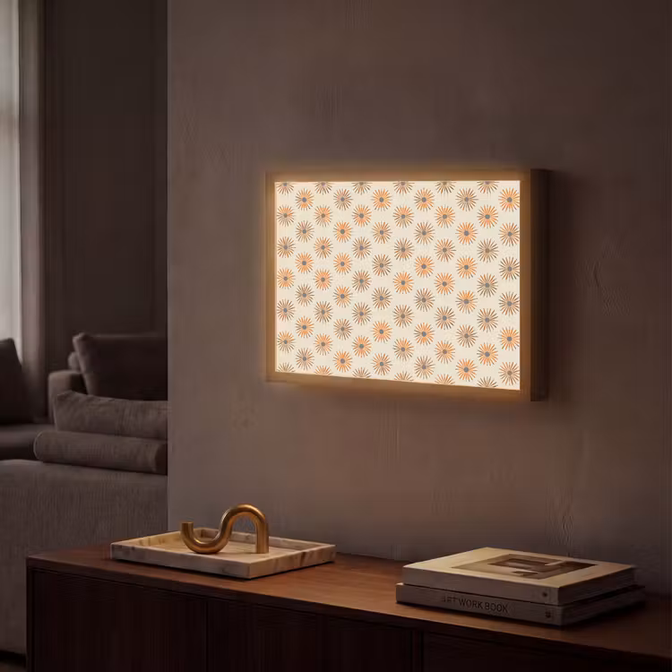 Madelief - Patroon - Oranje Light Box met batterij (Wandlamp) middel 907 -sfeer1