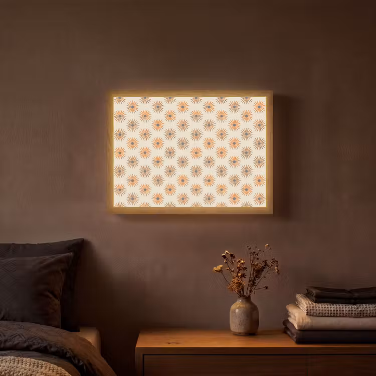 Madelief - Patroon - Oranje Light Box met batterij (Wandlamp) middel 907 -sfeer4