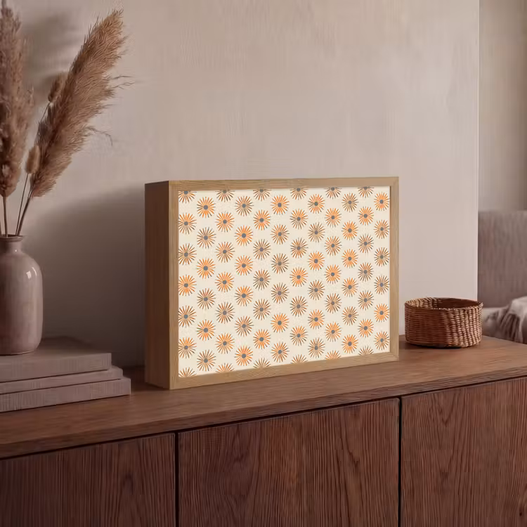 Madelief - Patroon - Oranje Light Box met batterij (Wandlamp) middel 907 -sfeer2