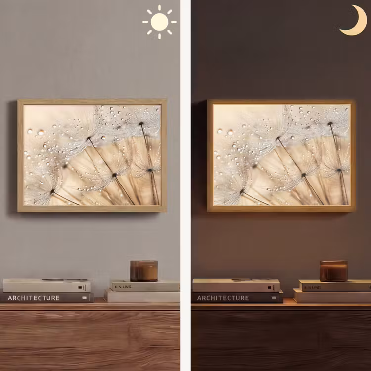 Paardenbloem - Abstract - Natuur - Beige Light Box met batterij (Wandlamp) middel -sfeer3