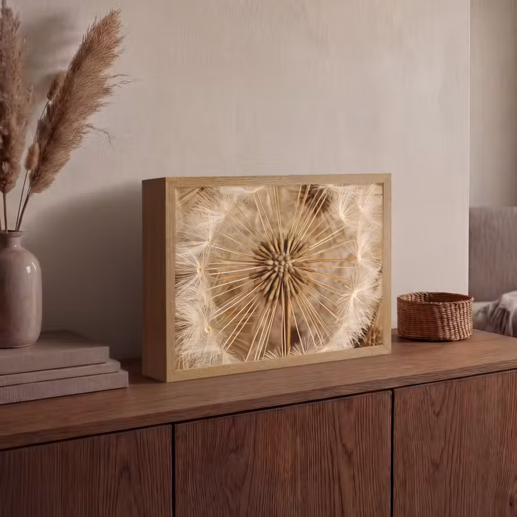 Paardenbloem - Bloemen - Natuur - Bruin Light Box met batterij (Wandlamp) middel -sfeer2