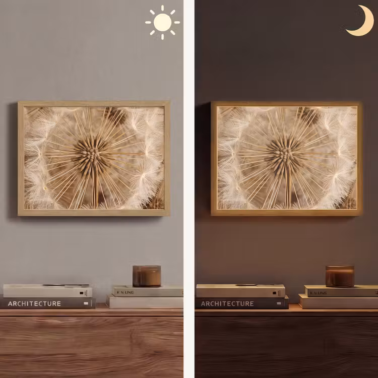 Paardenbloem - Bloemen - Natuur - Bruin Light Box met batterij (Wandlamp) middel -sfeer3