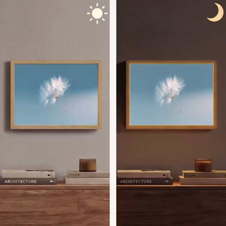 Paardenbloempluisje - Blauw - Lucht Light Box met batterij (Wandlamp) middel -sfeer3