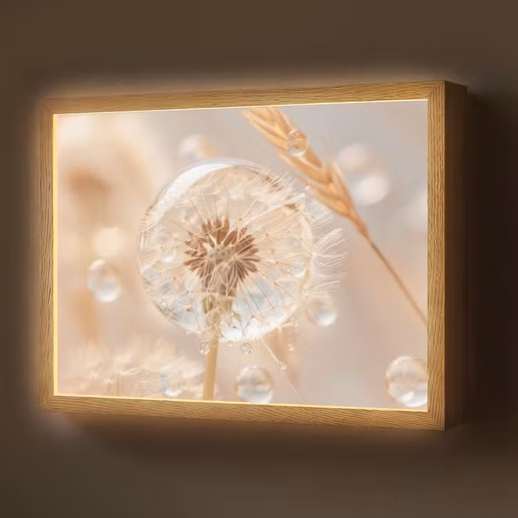 Paardenbloem - Water - Natuur - Stilleven - Modern Light Box met batterij (Wandlamp) middel -z3d_website