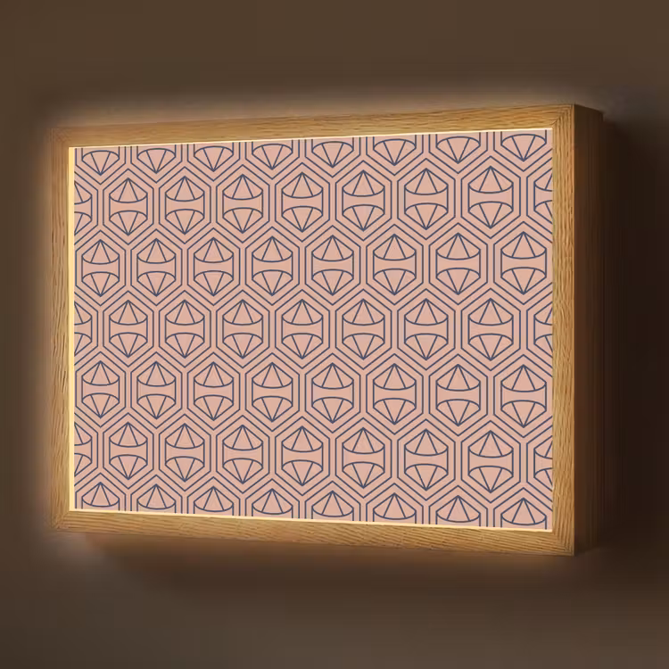 Donkerblauw - Roze - Patroom - Symmetrisch Light Box met batterij (Wandlamp) middel 907 -z3d_website