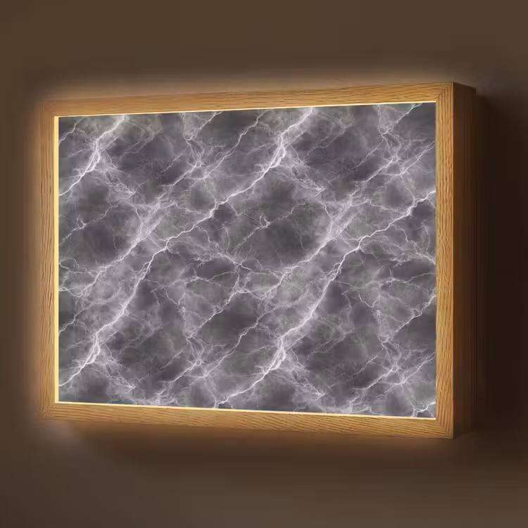 Donkergrijs - Bliksem - Marmer Light Box met batterij (Wandlamp) middel 907 -z3d_website