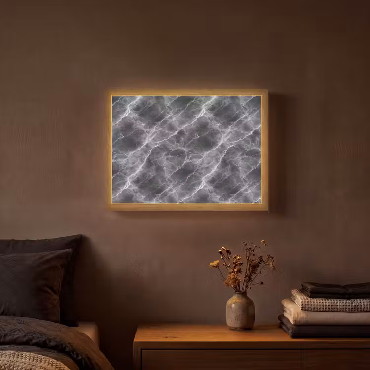 Donkergrijs - Bliksem - Marmer Light Box met batterij (Wandlamp) middel 907 -sfeer4